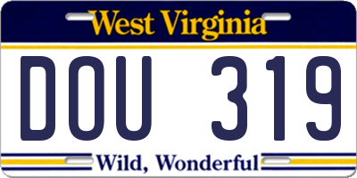 WV license plate DOU319