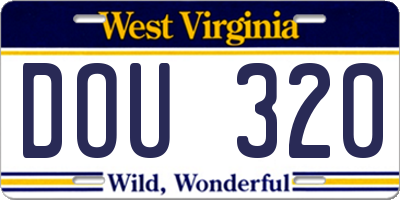 WV license plate DOU320