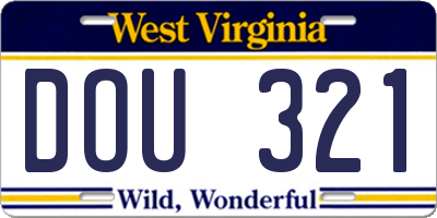 WV license plate DOU321