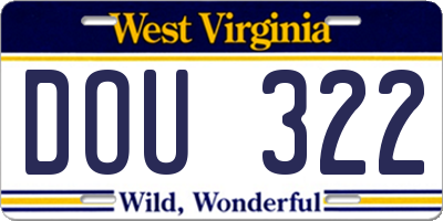 WV license plate DOU322