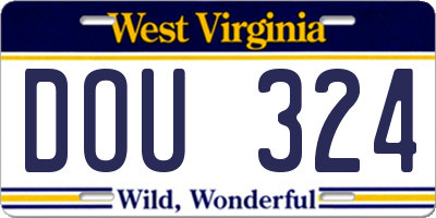 WV license plate DOU324