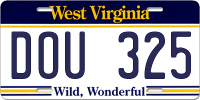 WV license plate DOU325