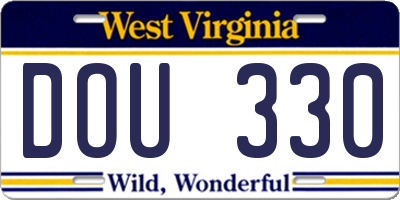 WV license plate DOU330