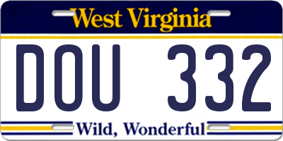 WV license plate DOU332