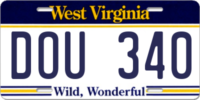 WV license plate DOU340