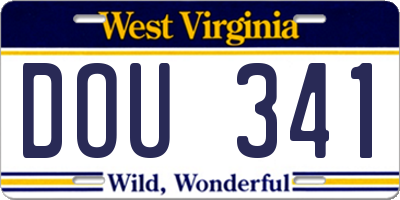WV license plate DOU341