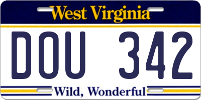 WV license plate DOU342