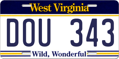 WV license plate DOU343
