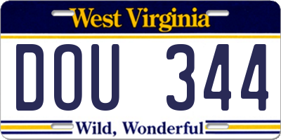 WV license plate DOU344