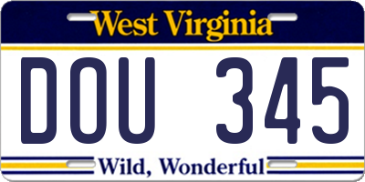 WV license plate DOU345