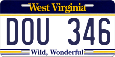 WV license plate DOU346