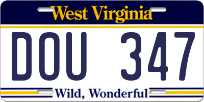 WV license plate DOU347