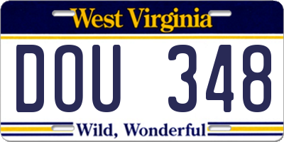 WV license plate DOU348