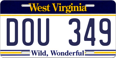 WV license plate DOU349