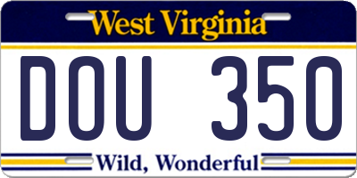 WV license plate DOU350