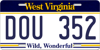 WV license plate DOU352
