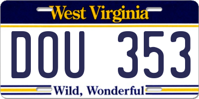 WV license plate DOU353