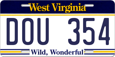 WV license plate DOU354