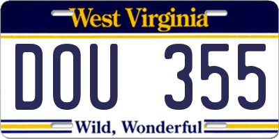 WV license plate DOU355