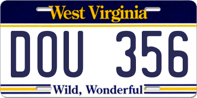 WV license plate DOU356