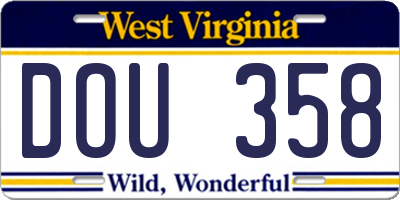 WV license plate DOU358