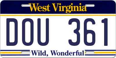WV license plate DOU361