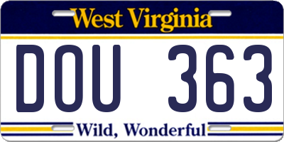 WV license plate DOU363