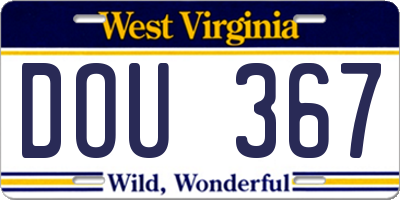 WV license plate DOU367