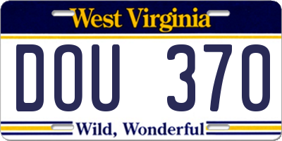 WV license plate DOU370