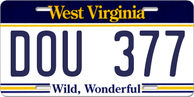 WV license plate DOU377