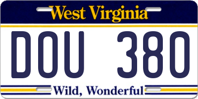 WV license plate DOU380
