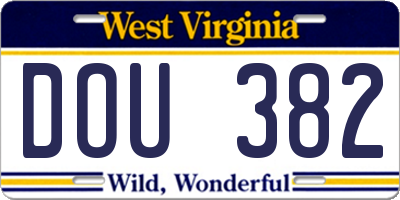 WV license plate DOU382