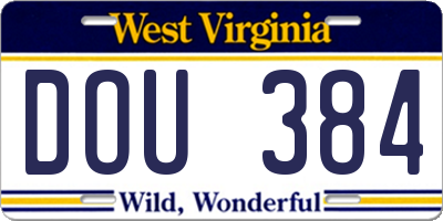 WV license plate DOU384