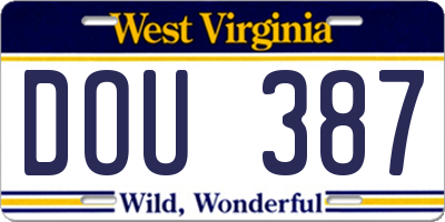 WV license plate DOU387