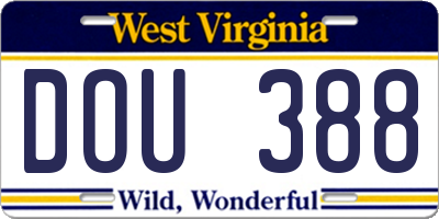 WV license plate DOU388