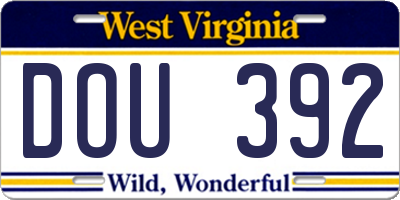 WV license plate DOU392