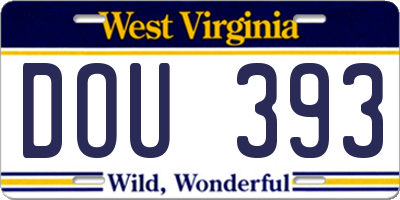 WV license plate DOU393