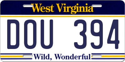 WV license plate DOU394