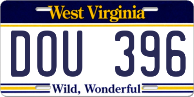 WV license plate DOU396