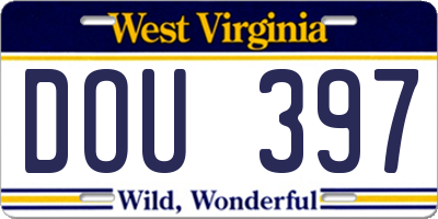 WV license plate DOU397