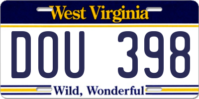 WV license plate DOU398