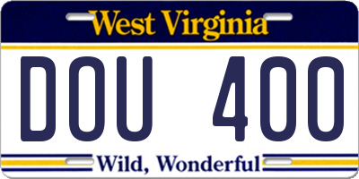 WV license plate DOU400
