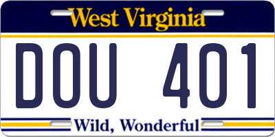 WV license plate DOU401