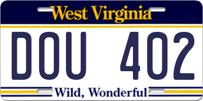 WV license plate DOU402