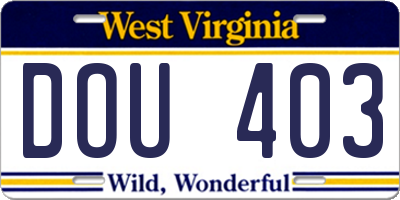 WV license plate DOU403