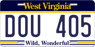 WV license plate DOU405