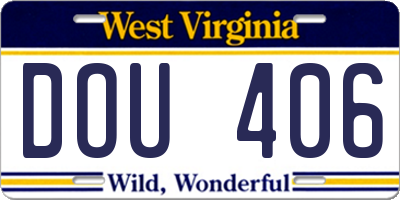 WV license plate DOU406
