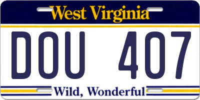 WV license plate DOU407