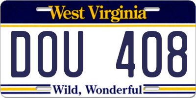 WV license plate DOU408