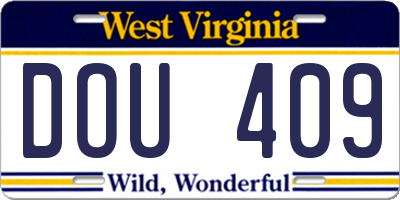 WV license plate DOU409